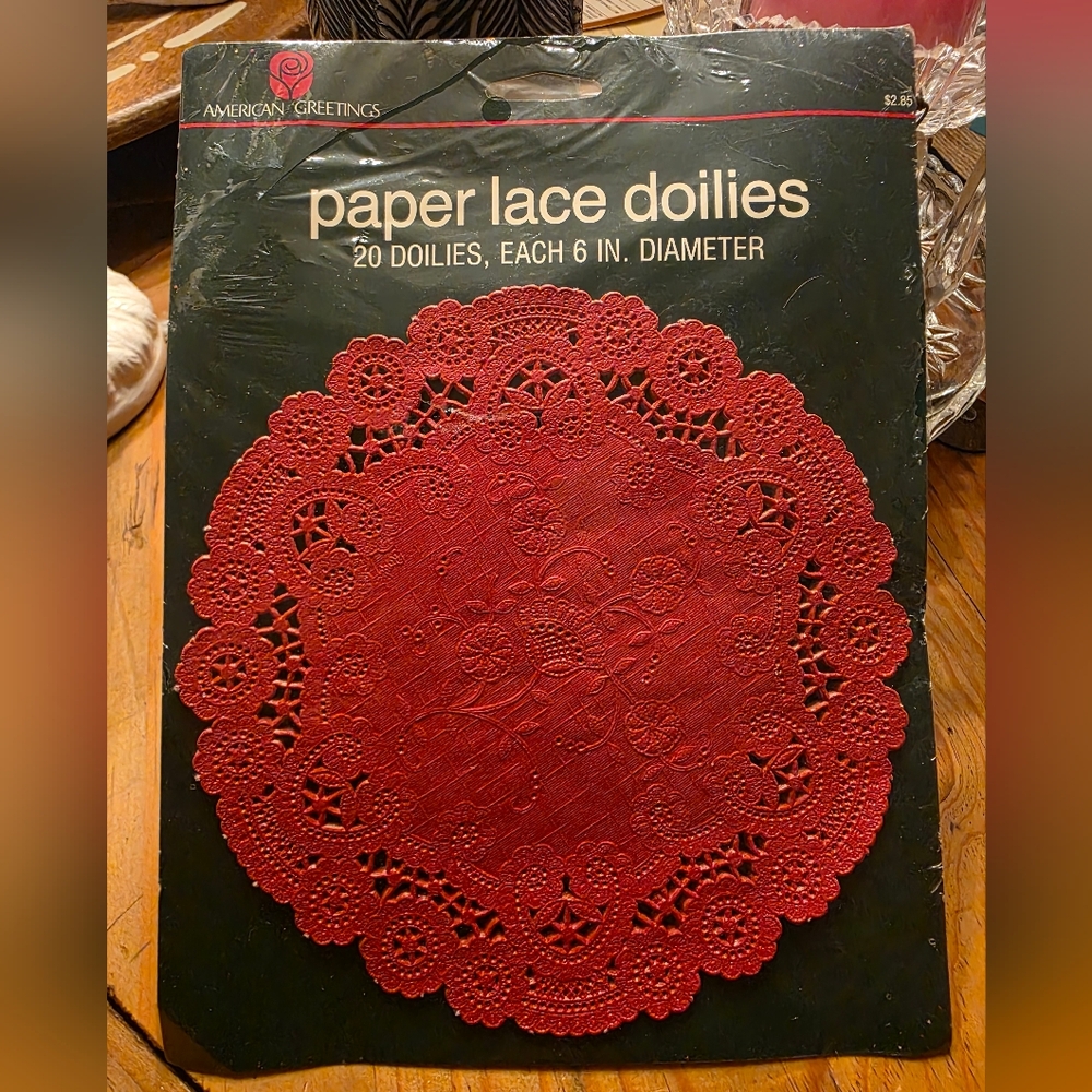 Vintage American Greetings Red Paper Lace Doilies 6" Diameter